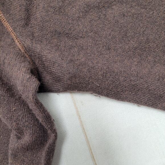 Vintage LL Bean 100% cashmere brown sweater 3/4 sleeve V neck stitched - Picture 5 of 7